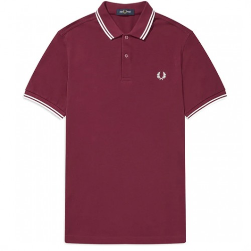 FRED PERRY Polo Shirt Port White Maroon