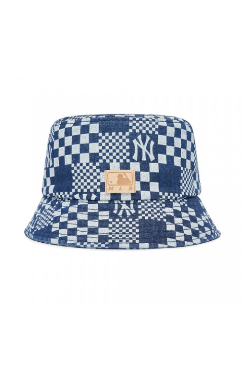 MLB Bucket Hat Checkerboard NY Denim Blue
