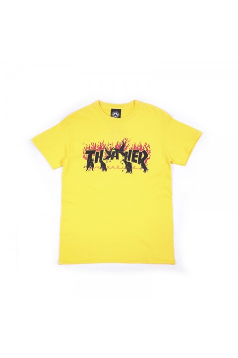 THRASHER Tee Crows Gold
