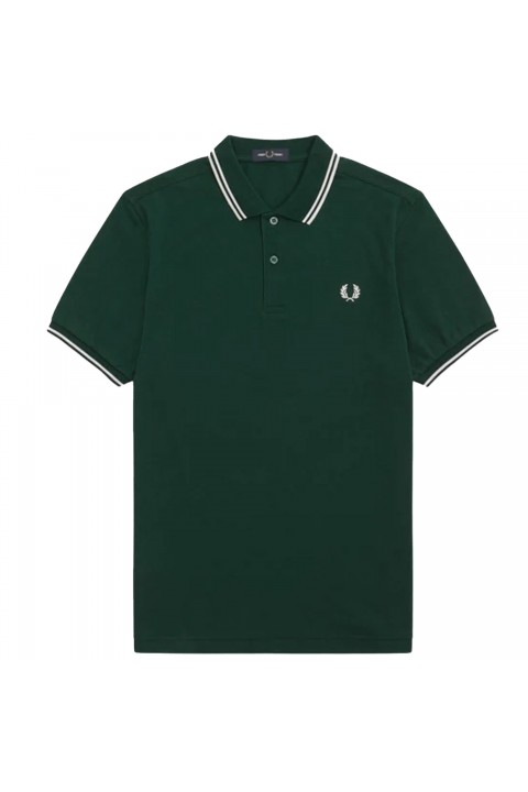 FRED PERRY Polo Shirt Tennis Green White