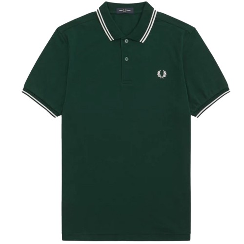 FRED PERRY Polo Shirt Tennis Green White
